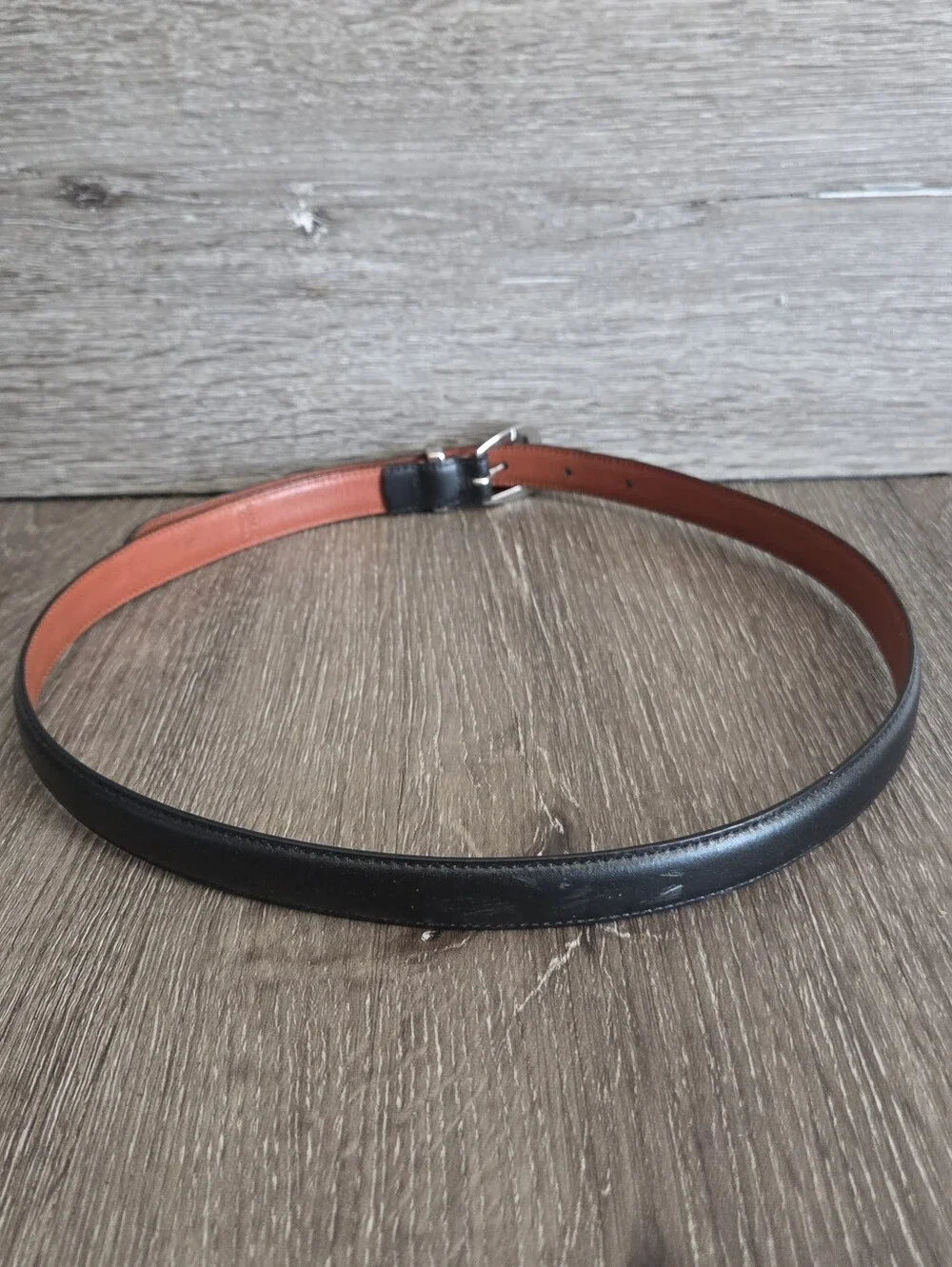 Ralph Lauren Skinny Black Leather Belt Medium